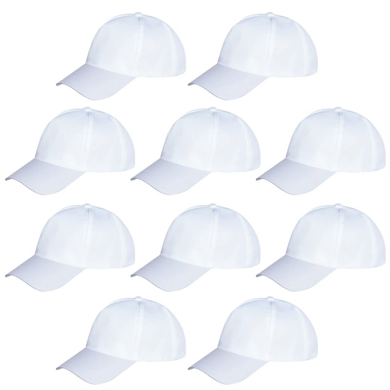 Yookat 10 Pieces Baseball Caps - White DIY Sun Hats for Kids - Image 1